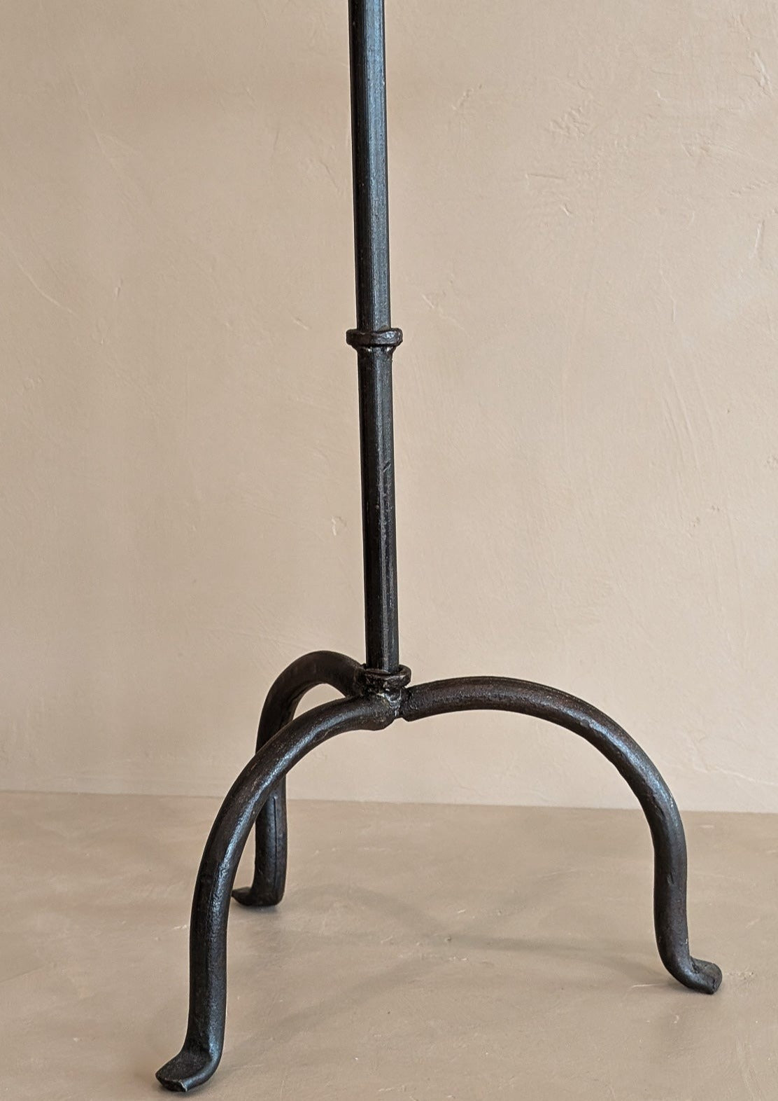 Large Vintage Brutalist-Style Iron Footed Candlestick