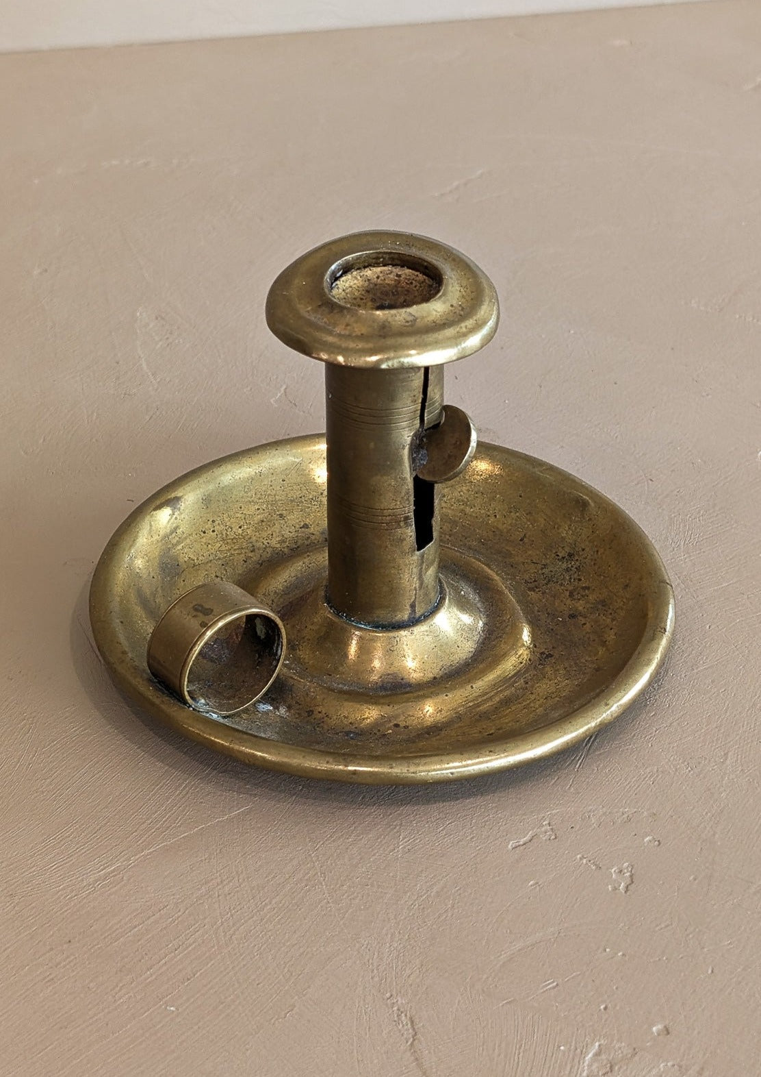 Antique Push Up Brass Chamberstick