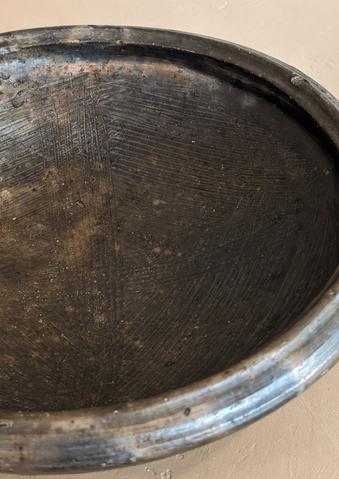 Large Handmade Textured African Mud Bowl