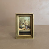 Framed Petite Vintage Still Life Painting with Kitchen Scene