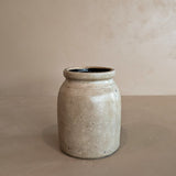 Antique Salt-Glazed Crock with Dark Brown Interior