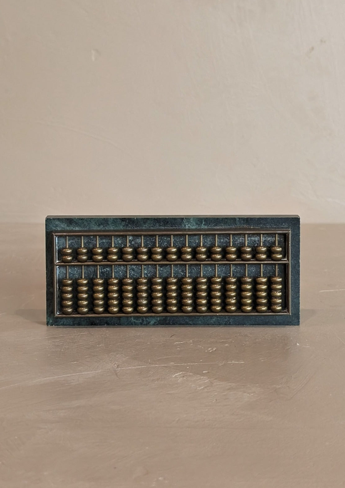 Vintage Miniature Green Marble and Brass Abacus