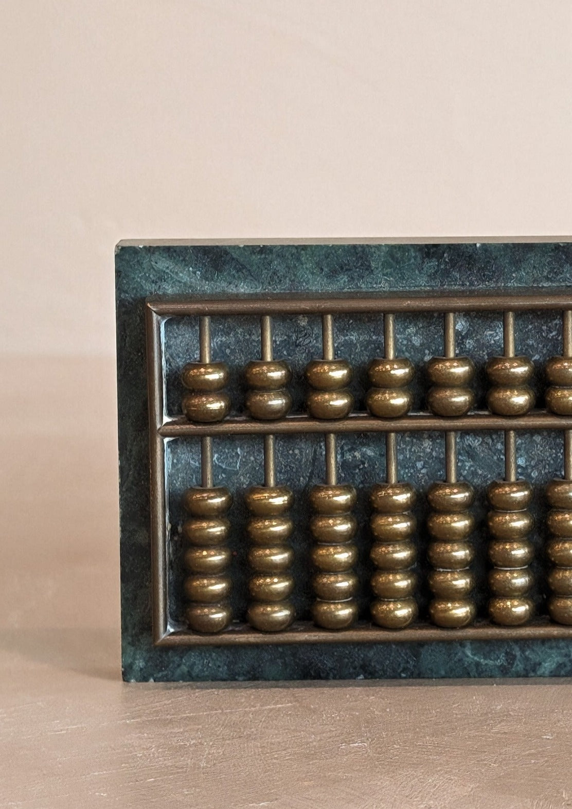 Vintage Miniature Green Marble and Brass Abacus