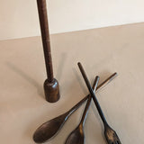 Set of 4 Vintage Dark Wooden Cooking Utensils