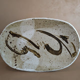 Large Neutral Signed Pottery Tray with Freeform Detailing