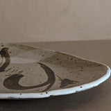 Large Neutral Signed Pottery Tray with Freeform Detailing