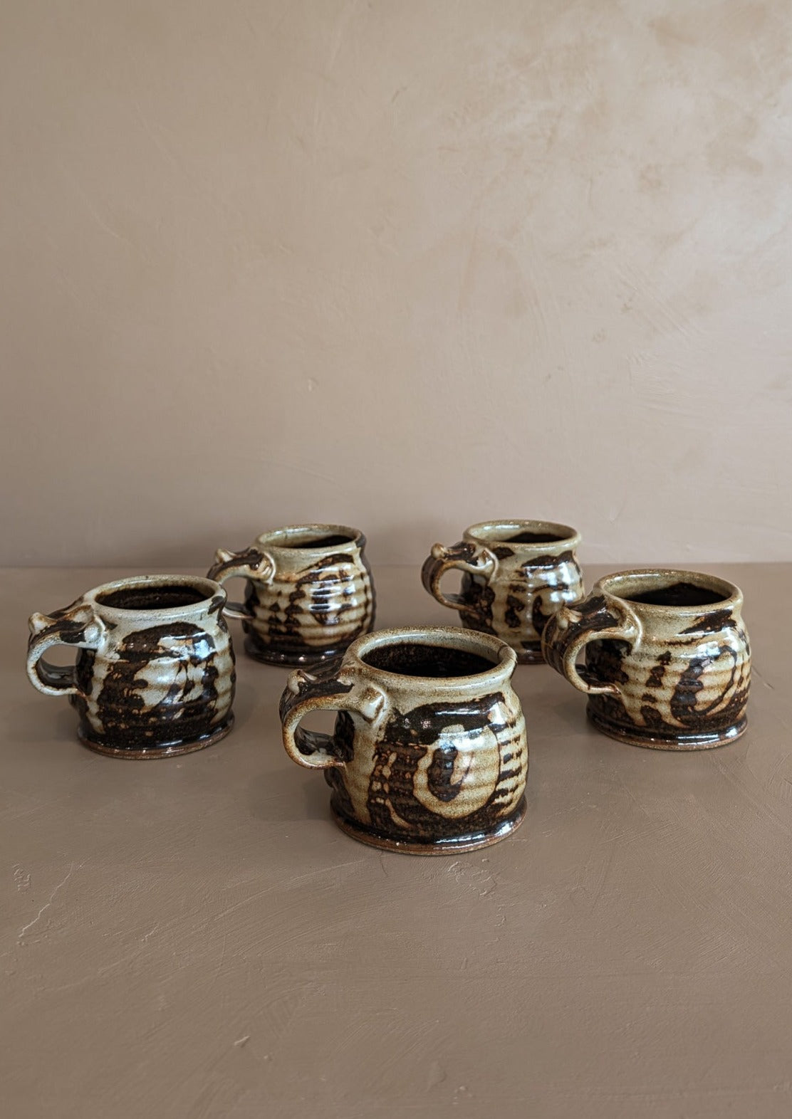 Set of 5 Neutral Studio Pottery Mugs