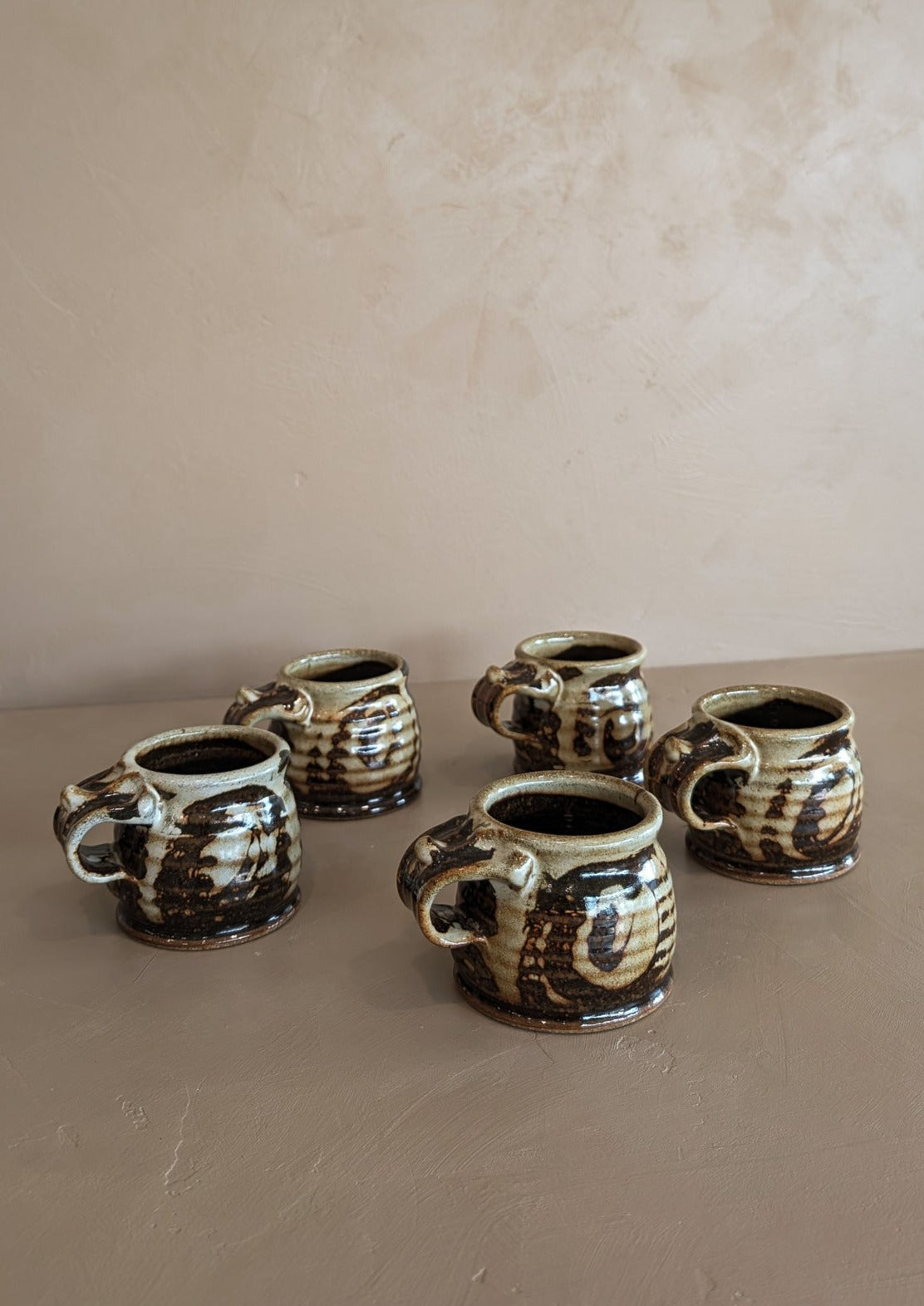 Set of 5 Neutral Studio Pottery Mugs