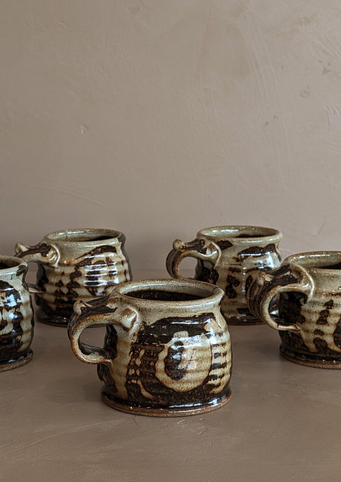 Set of 5 Neutral Studio Pottery Mugs