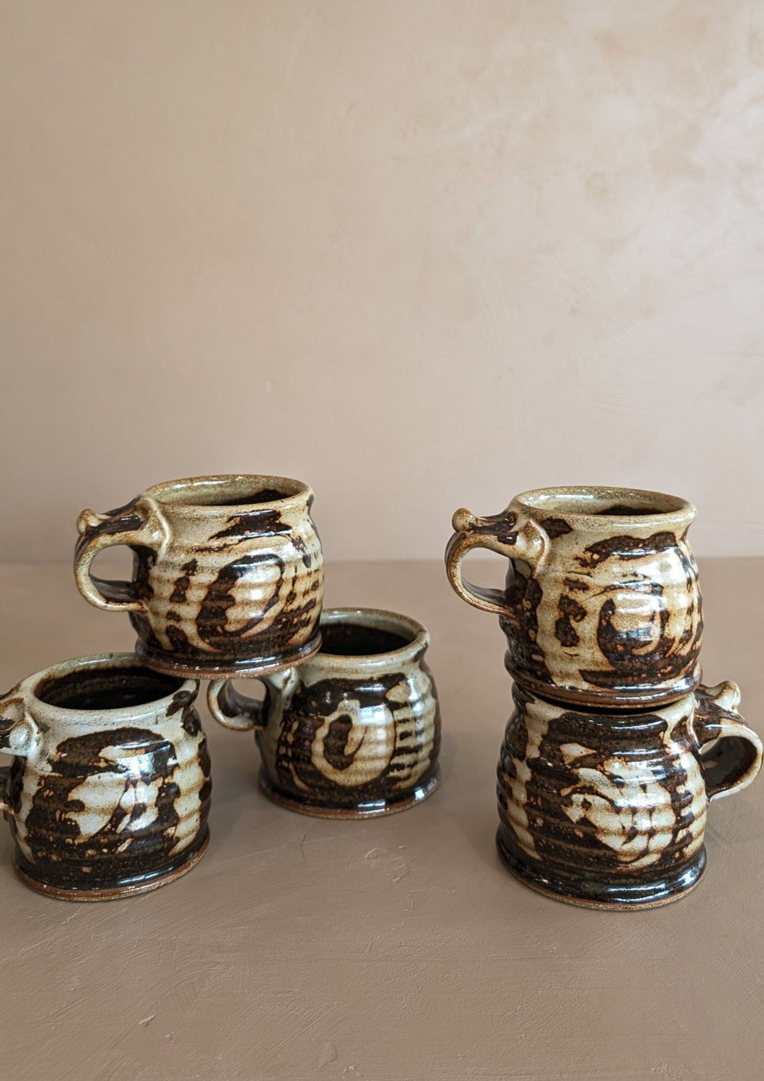 Set of 5 Neutral Studio Pottery Mugs