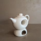 Vintage Speckled Cream Donut-Hole Teapot with Tealight Warmer