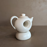 Vintage Speckled Cream Donut-Hole Teapot with Tealight Warmer