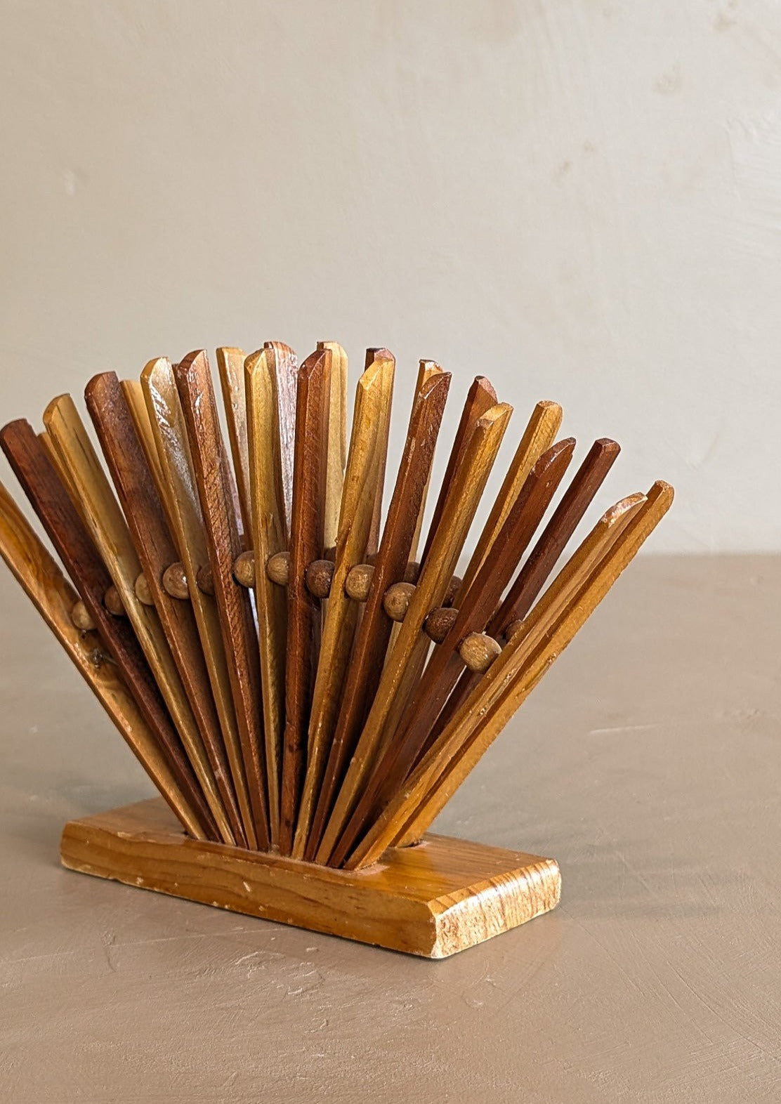 Vintage Ball and Stick Wooden Napkin Holder