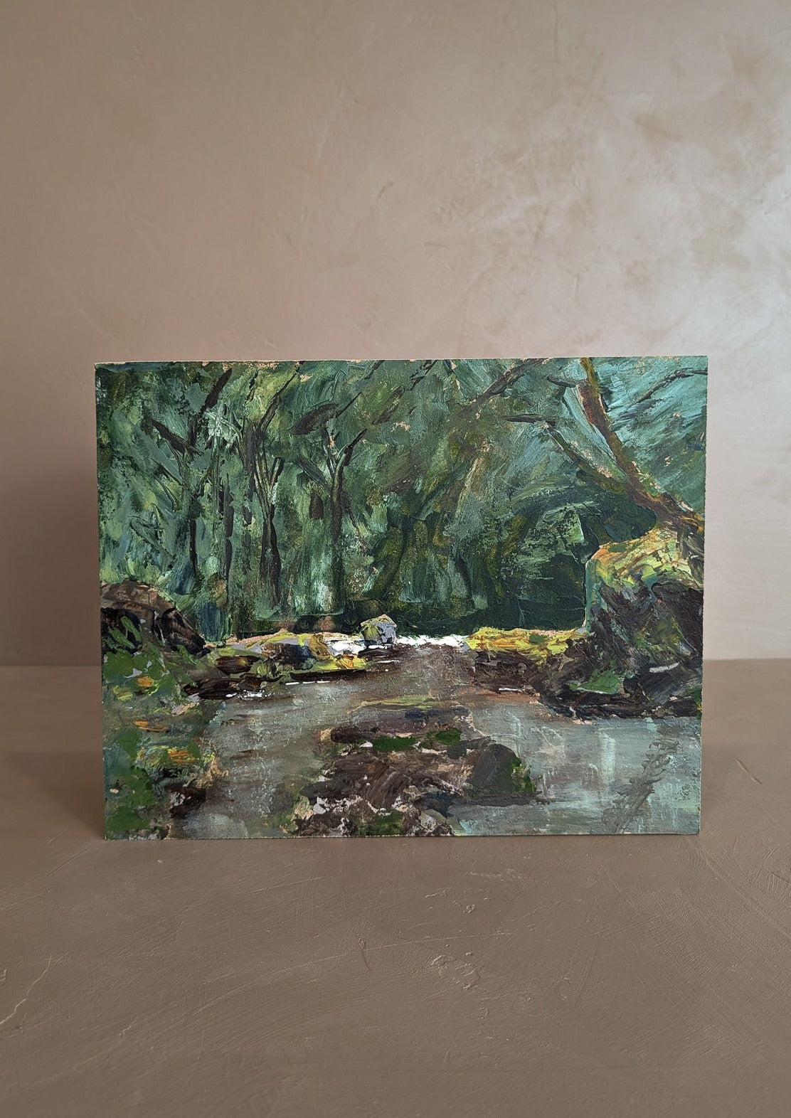 Vintage Original Impressionist-Style Landscape Painting on Board