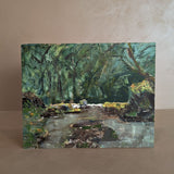 Vintage Original Impressionist-Style Landscape Painting on Board