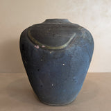 Large Handmade Dark Studio Pottery Raku Vase with Freeform Detailing