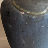 Large Handmade Dark Studio Pottery Raku Vase with Freeform Detailing