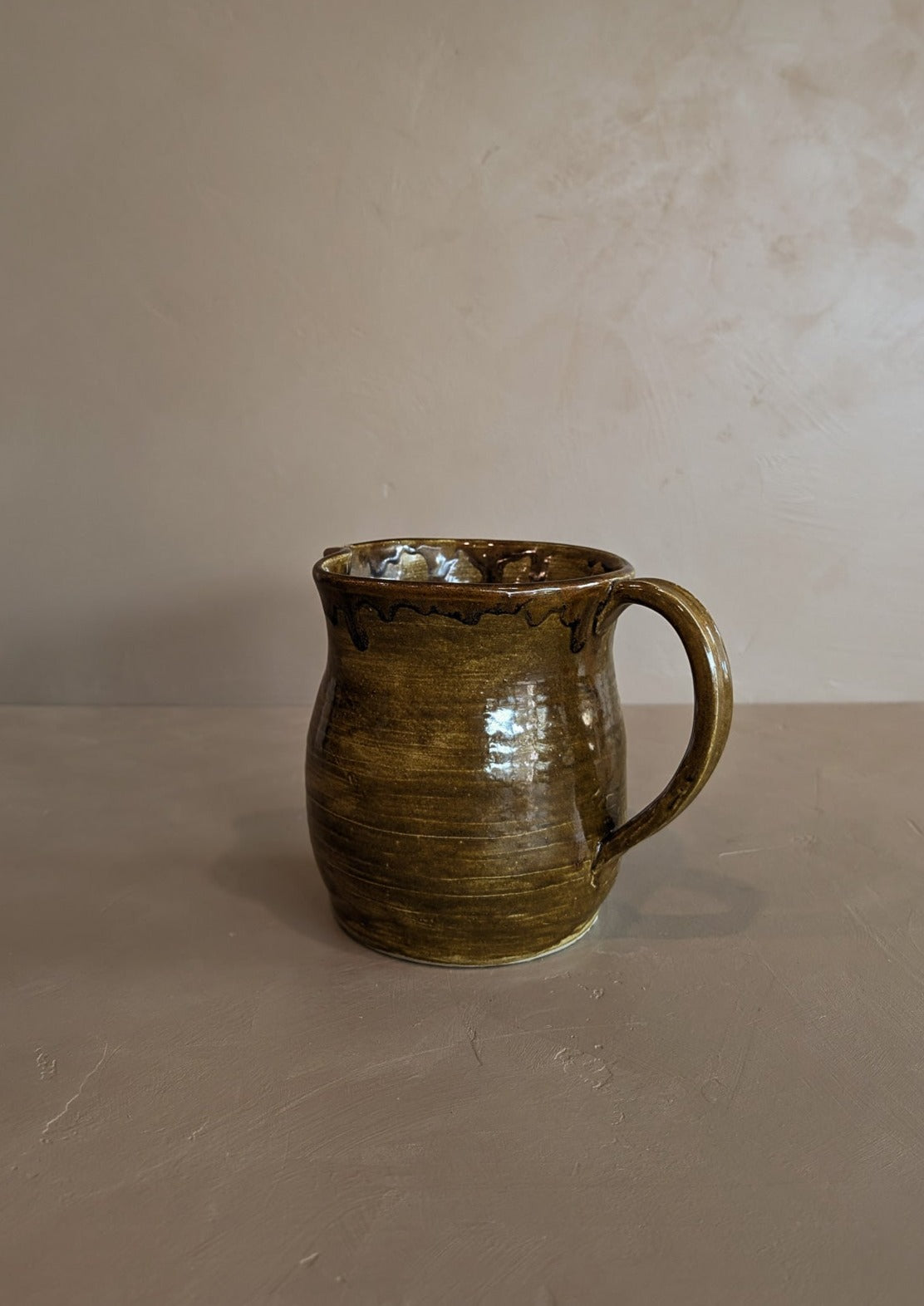 Handmade Brown Drip Glaze Pitcher