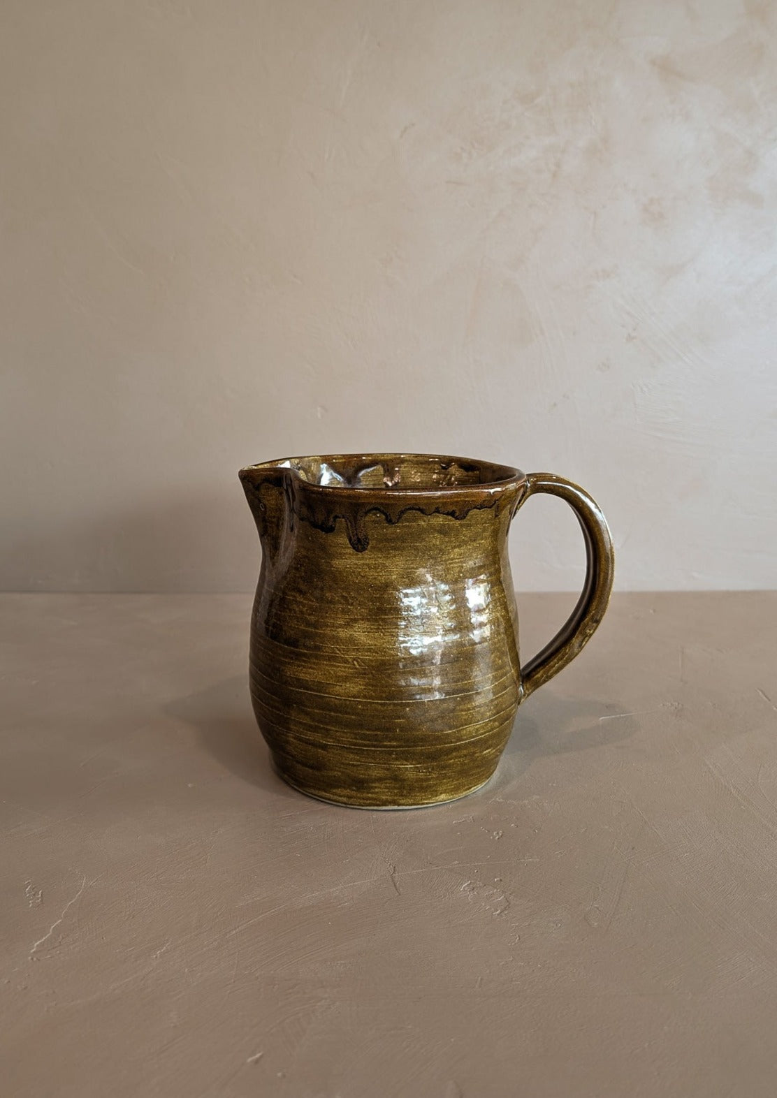 Handmade Brown Drip Glaze Pitcher