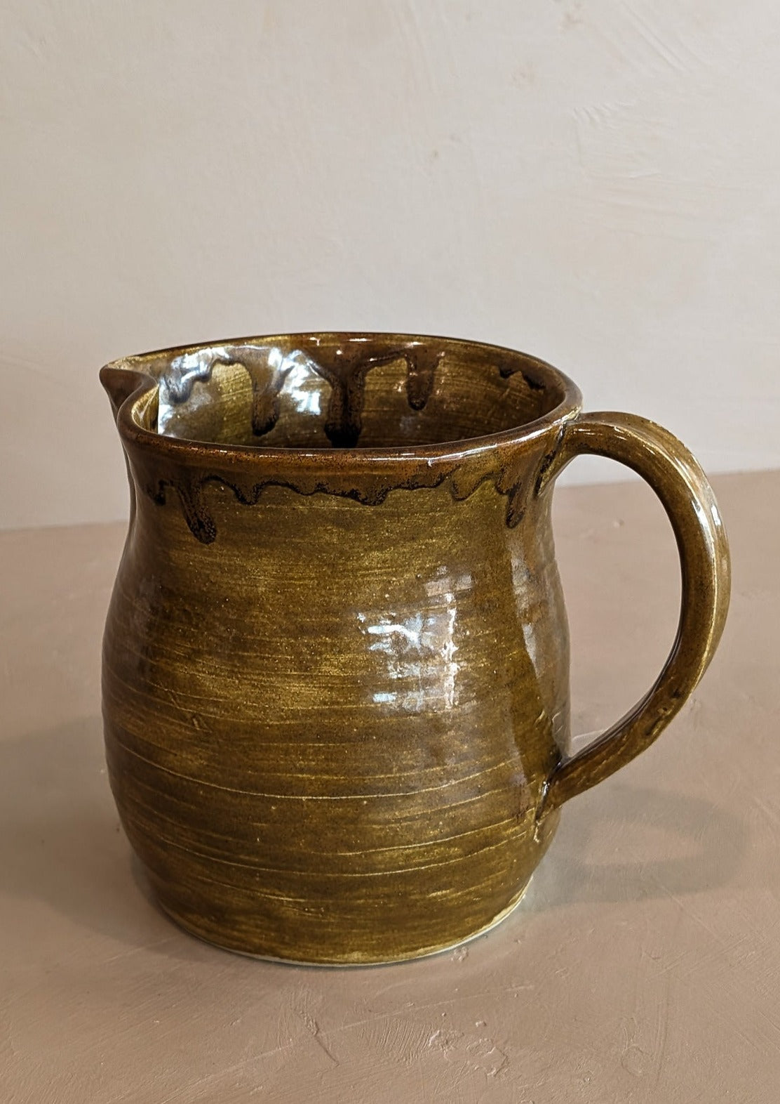 Handmade Brown Drip Glaze Pitcher