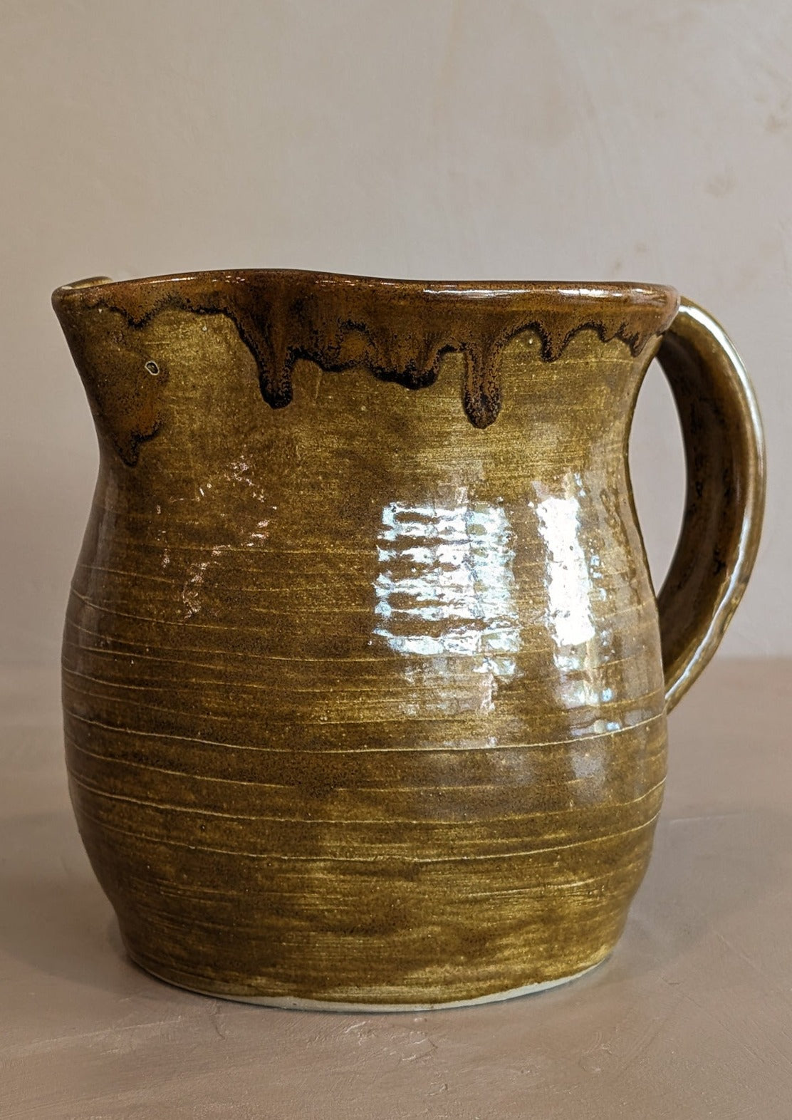 Handmade Brown Drip Glaze Pitcher