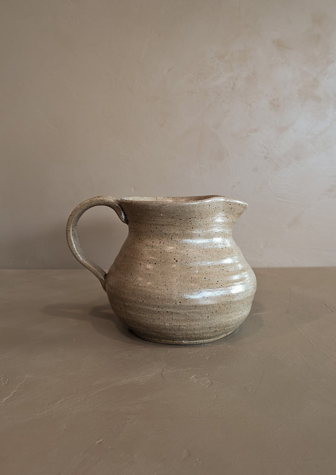 Handmade Beige Speckled Pitcher