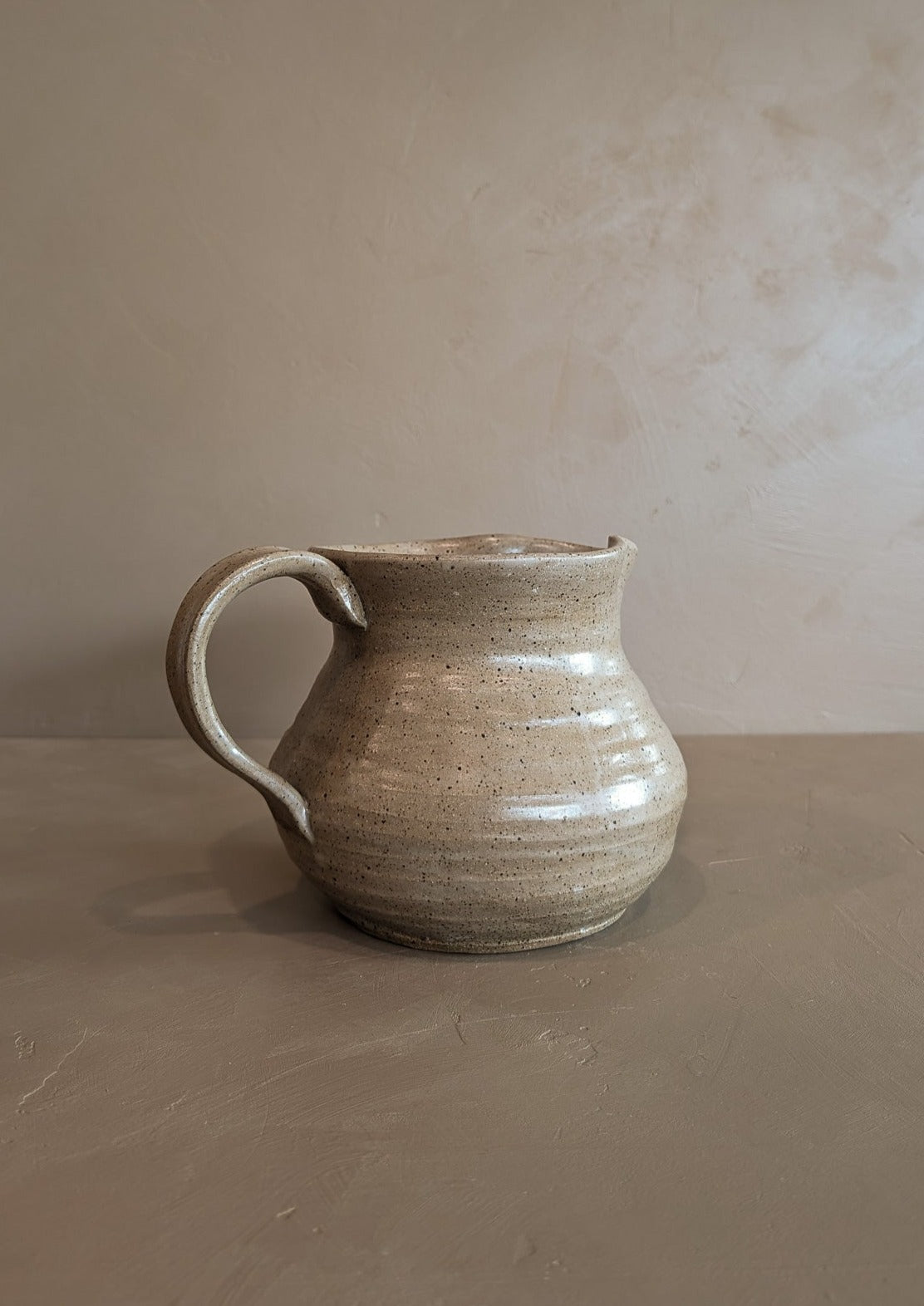 Handmade Beige Speckled Pitcher