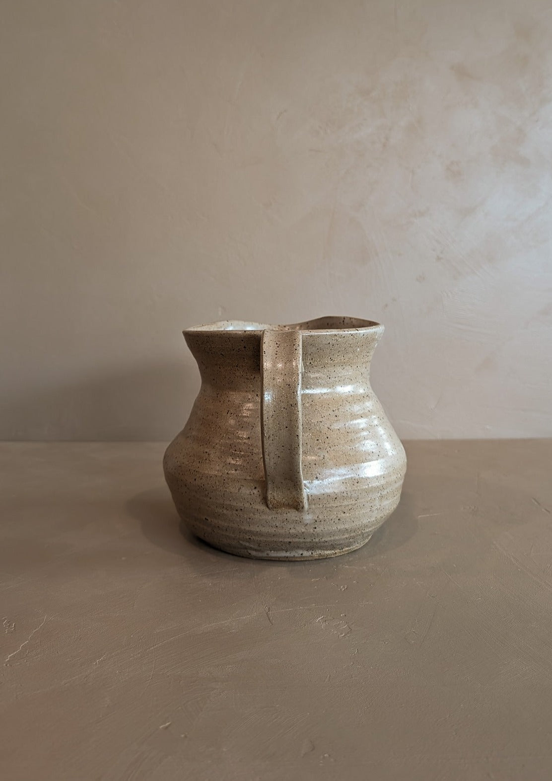 Handmade Beige Speckled Pitcher