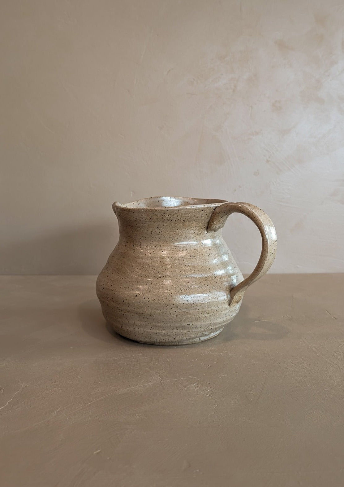 Handmade Beige Speckled Pitcher