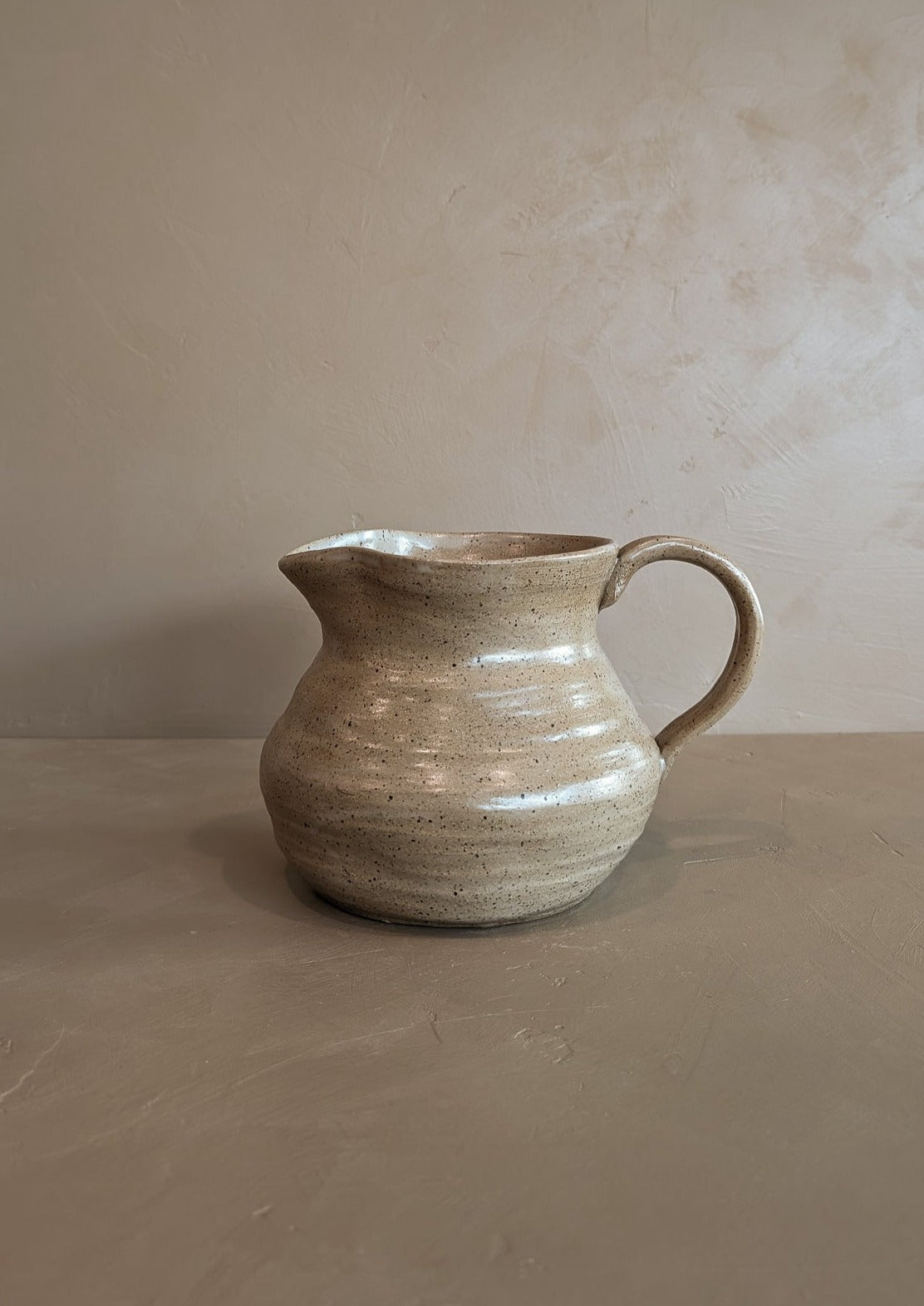 Handmade Beige Speckled Pitcher