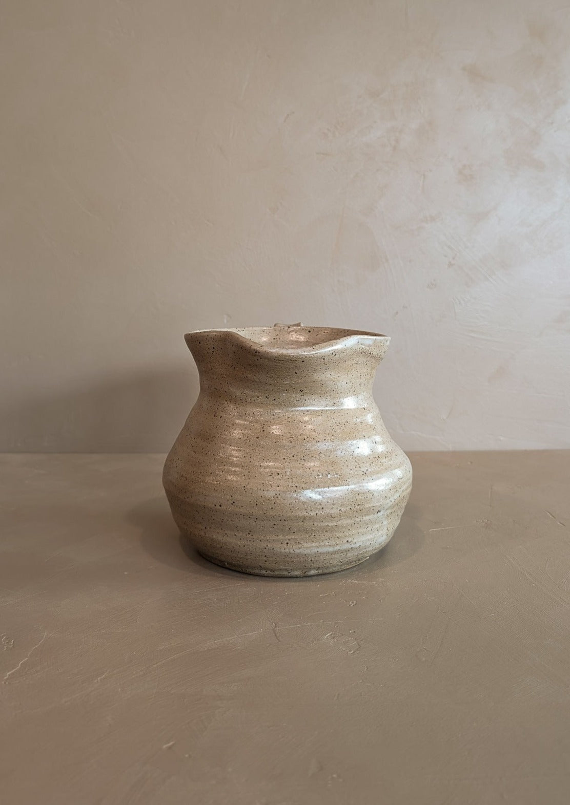 Handmade Beige Speckled Pitcher