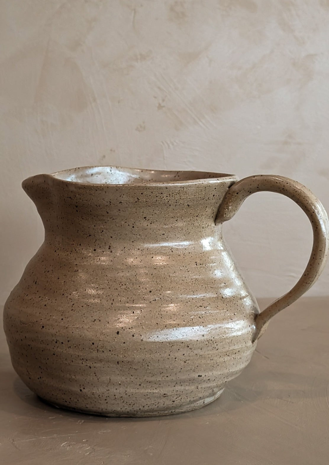 Handmade Beige Speckled Pitcher