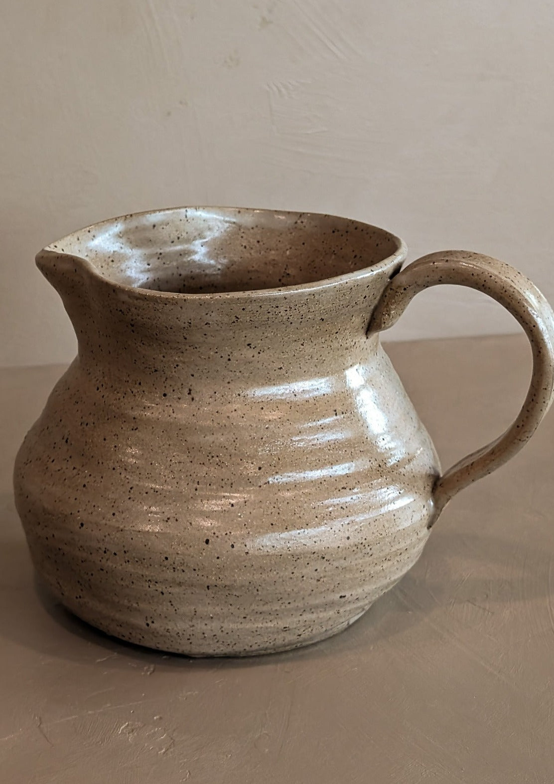 Handmade Beige Speckled Pitcher