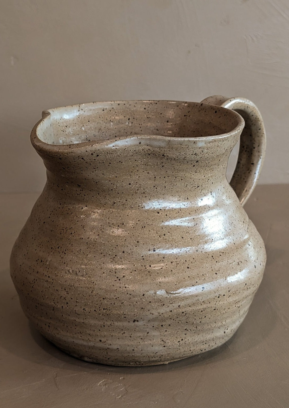 Handmade Beige Speckled Pitcher