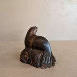 Heavy Hand-carved Wooden Seal Sculpture