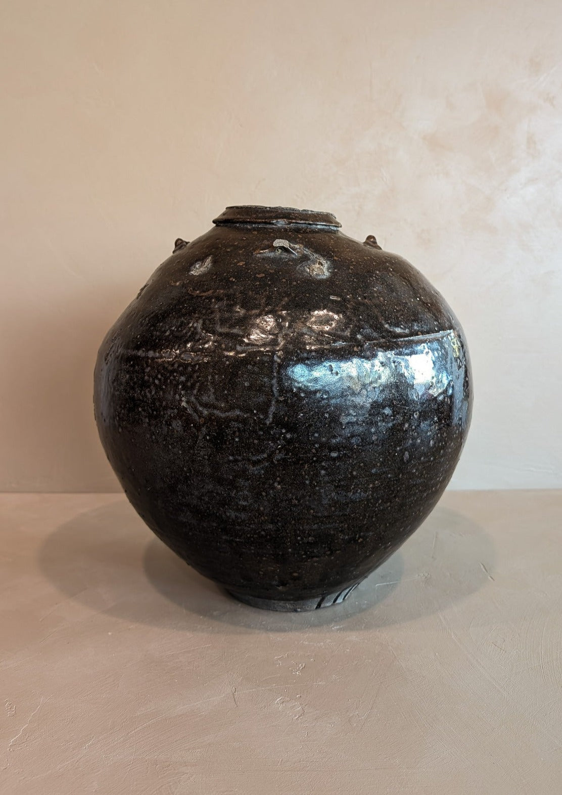 Large Antique Brown Martaban Jar #1