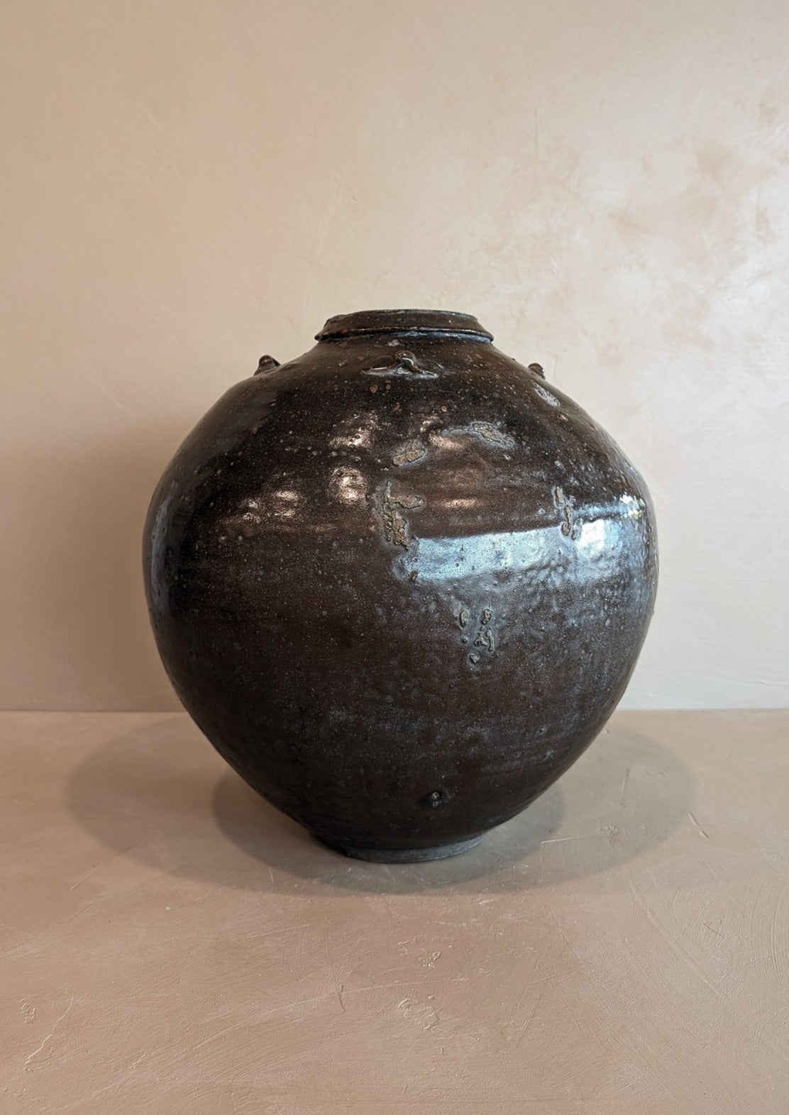 Large Antique Brown Martaban Jar #1