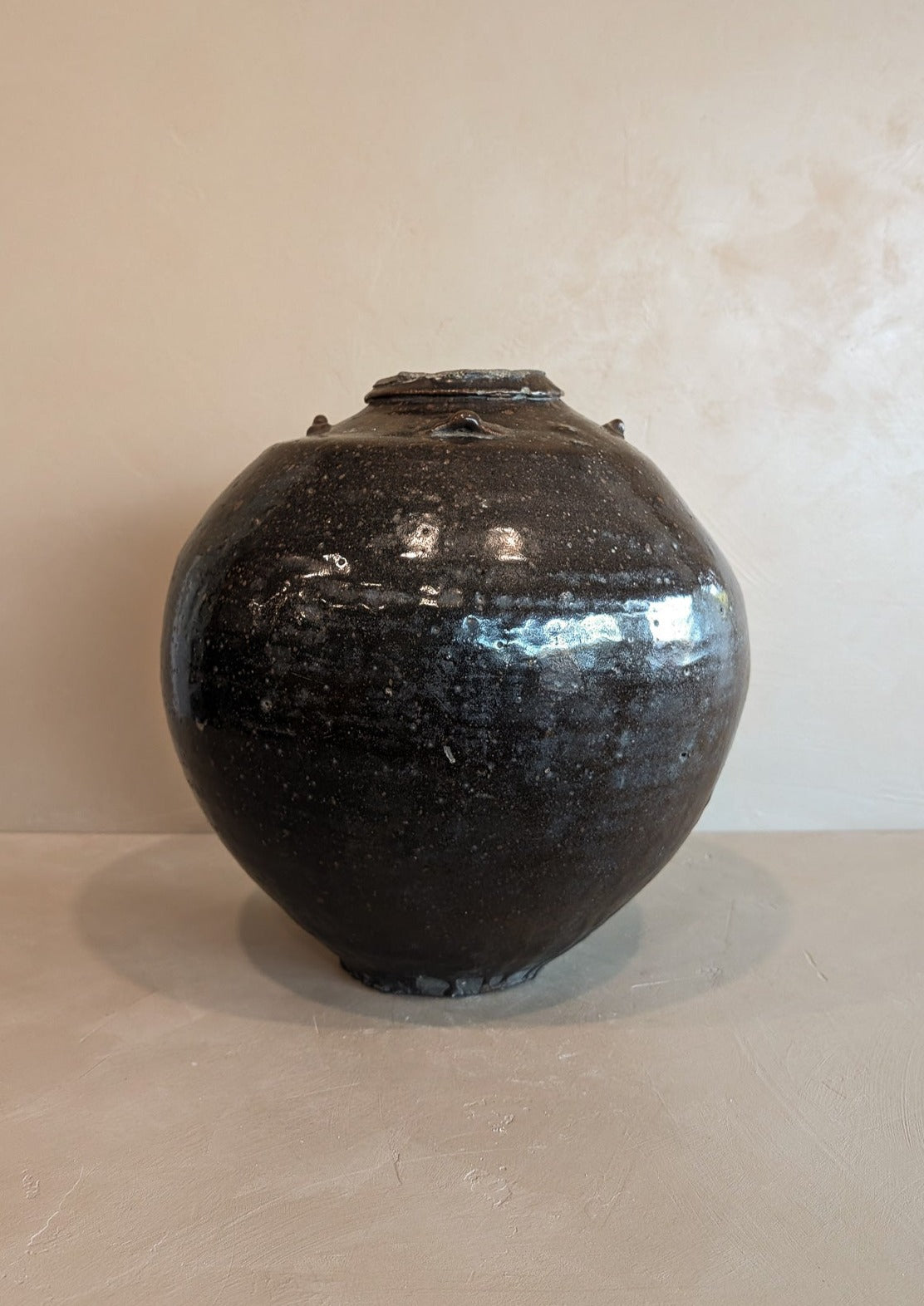 Large Antique Brown Martaban Jar #1