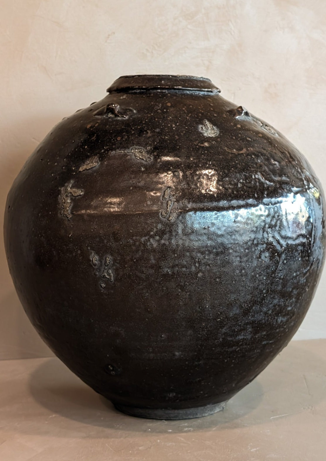 Large Antique Brown Martaban Jar #1