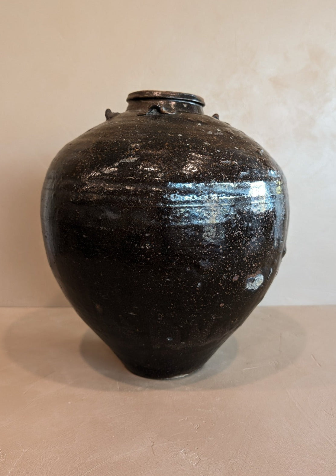 Large Antique Brown Martaban Jar #2