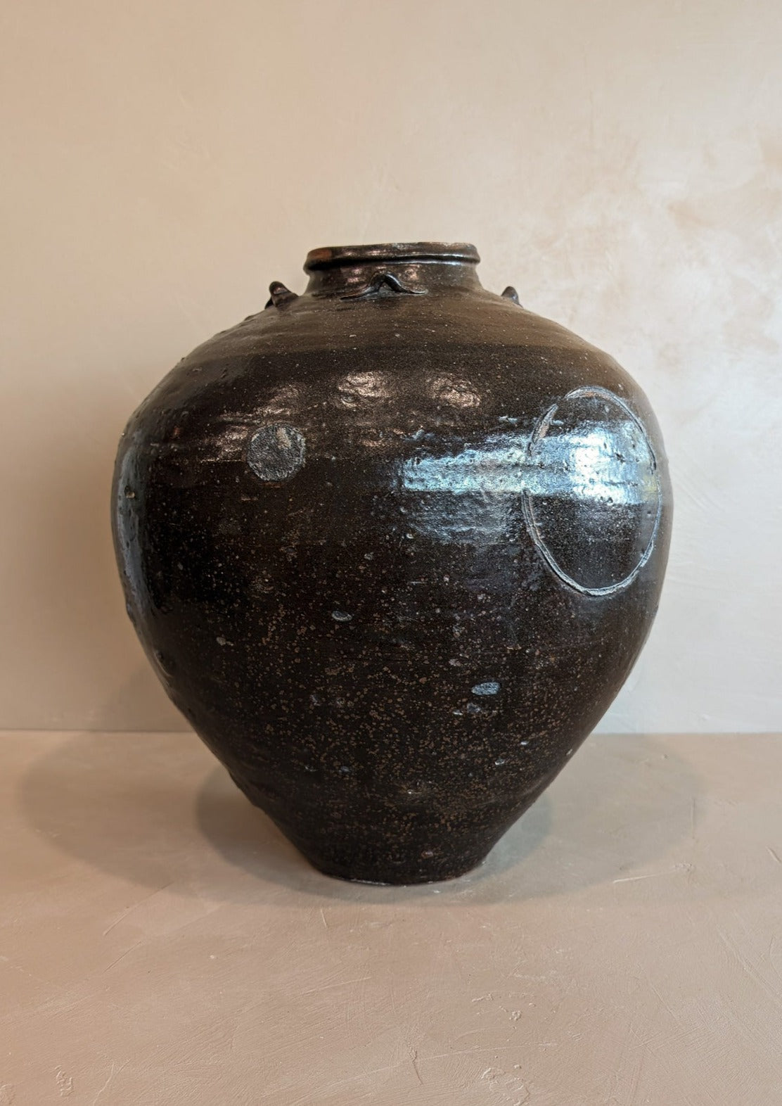 Large Antique Brown Martaban Jar #2