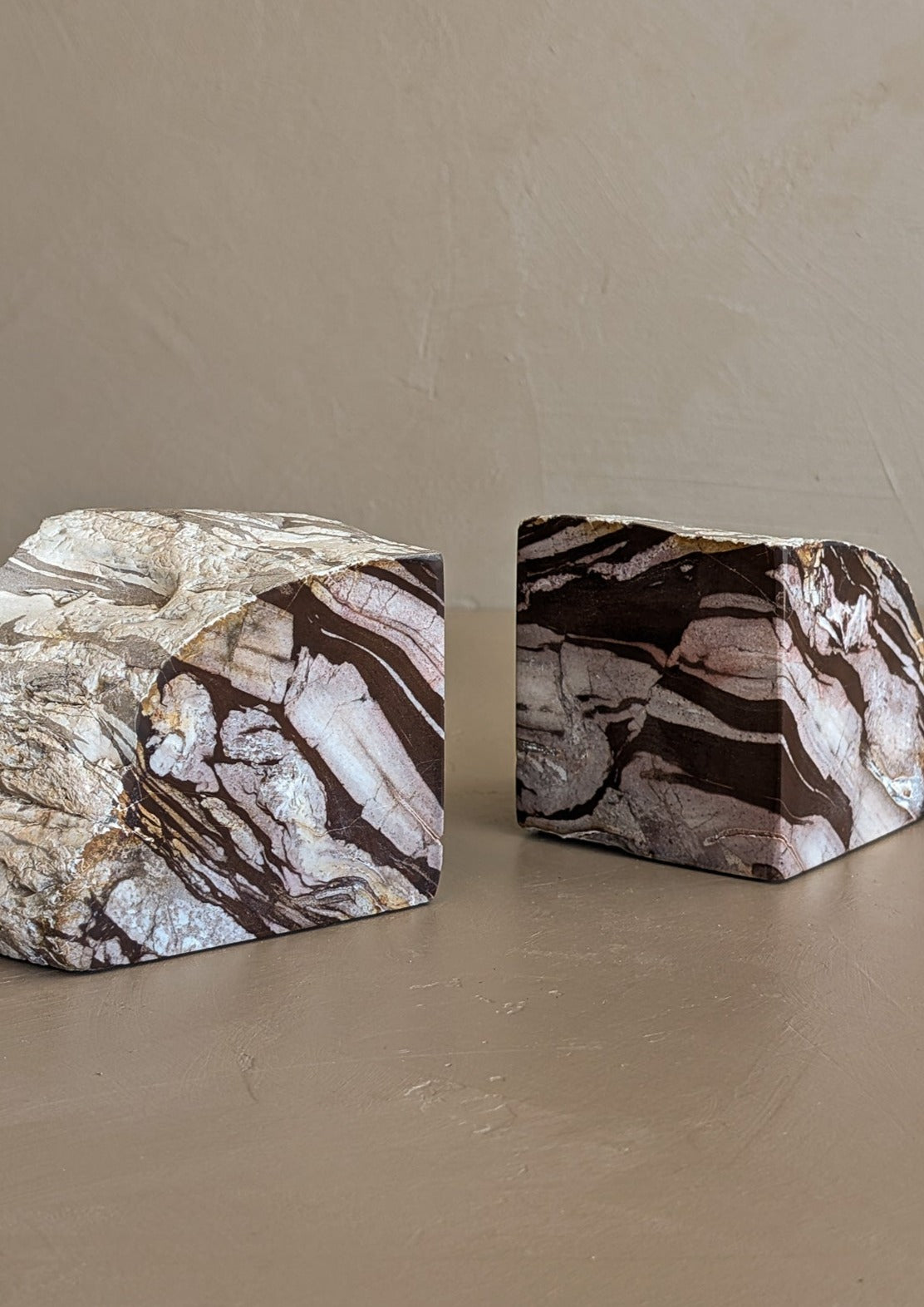 Pair of Vintage Brazilian Stone Bookends with Raw Edge