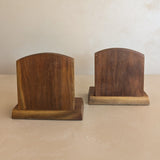 Pair of Vintage Handcrafted Wood and Quartz Bookends