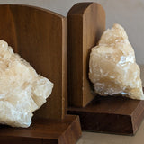 Pair of Vintage Handcrafted Wood and Quartz Bookends