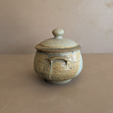 Signed 1980 Vintage Neutral Drip Glaze Studio Pottery Lidded Crock