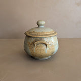 Signed 1980 Vintage Neutral Drip Glaze Studio Pottery Lidded Crock