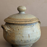 Signed 1980 Vintage Neutral Drip Glaze Studio Pottery Lidded Crock