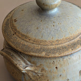 Signed 1980 Vintage Neutral Drip Glaze Studio Pottery Lidded Crock