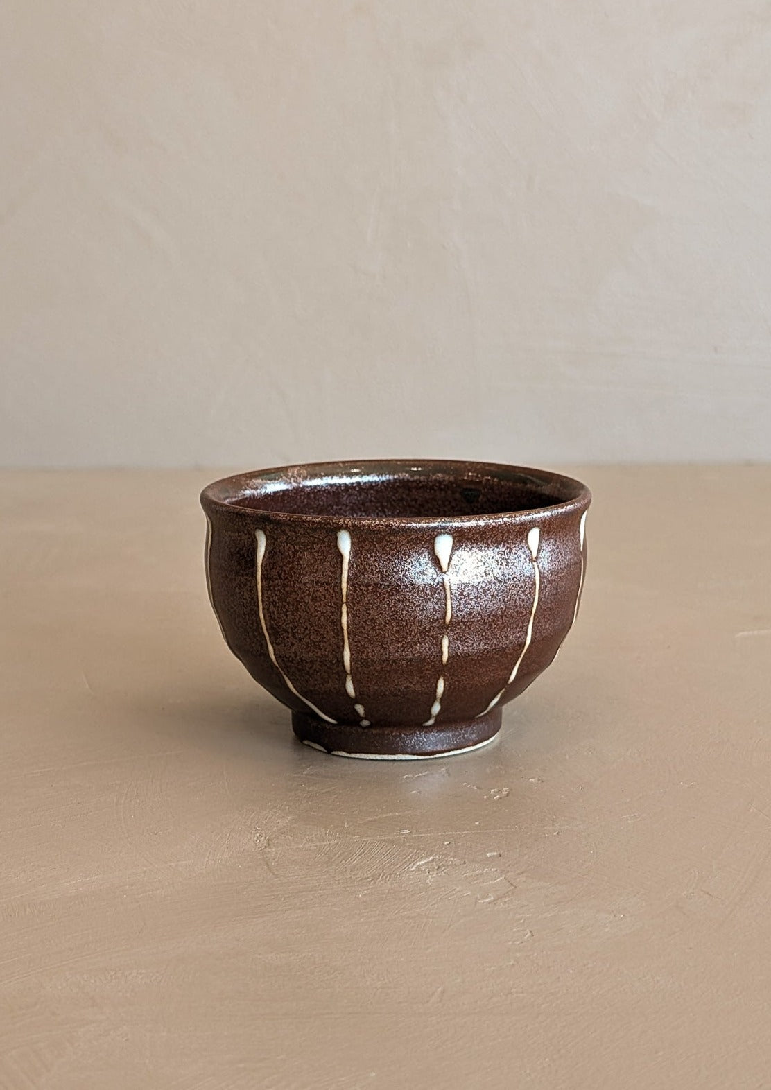 Small Brown and White Metallic Glazed Catchall Bowl