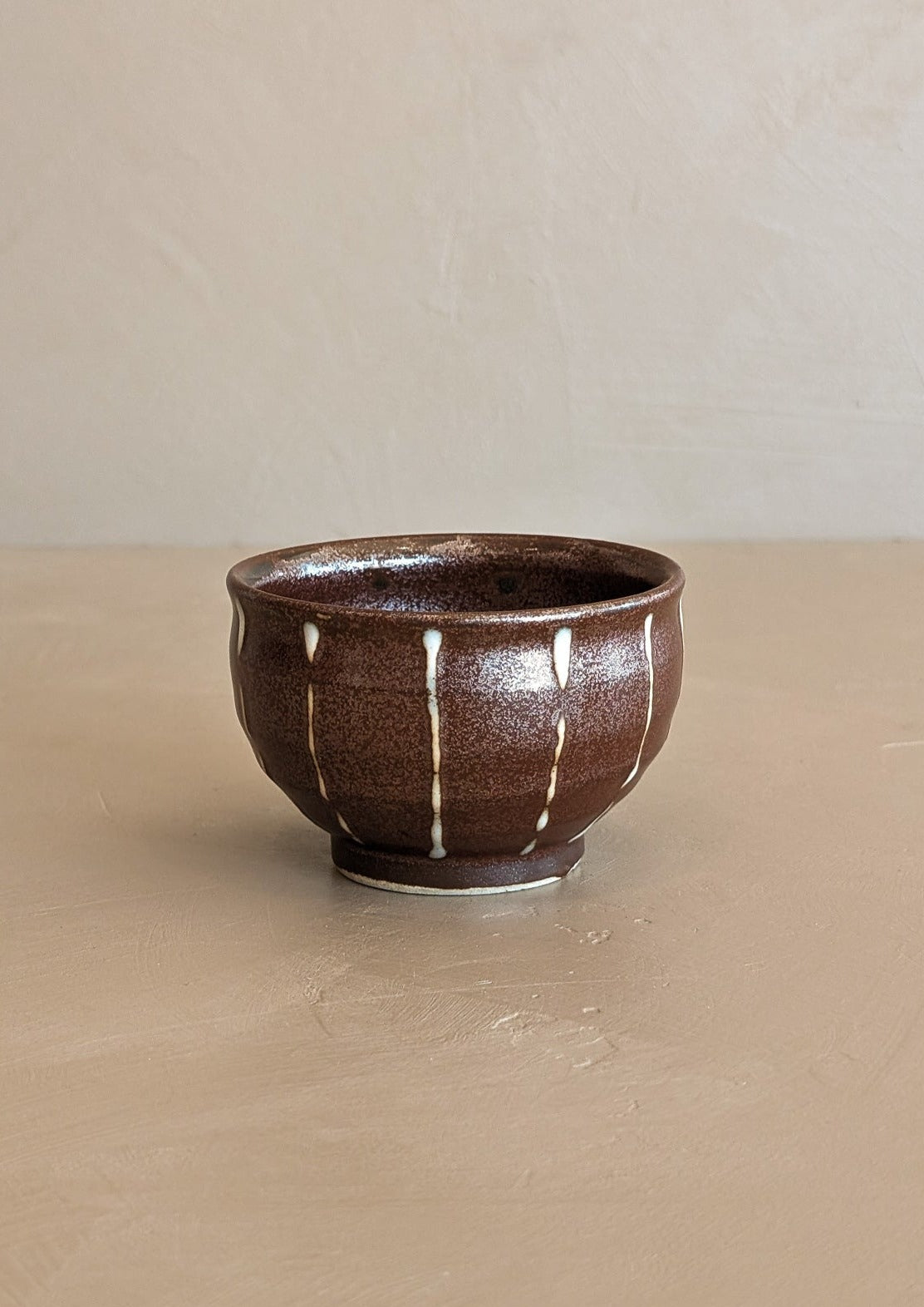 Small Brown and White Metallic Glazed Catchall Bowl